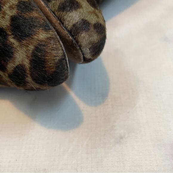 Brian Atwood Bellaria Leopard Print Fur Wedge Ankle Booties Sz 10 - Picture 11 of 11